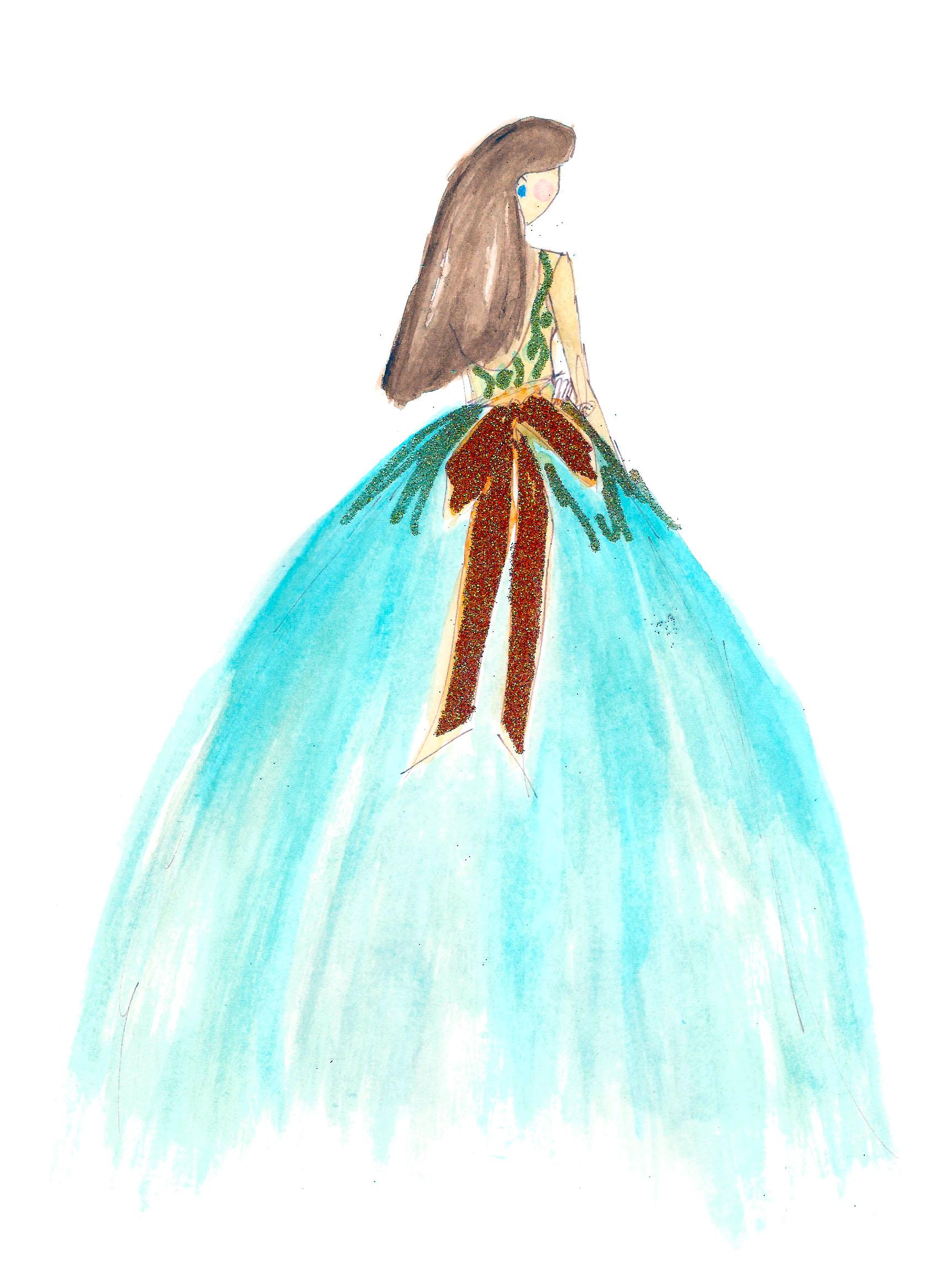 FINAL embellishment/watercolor Melissa Nadine fashion illustration - image 4 - student project