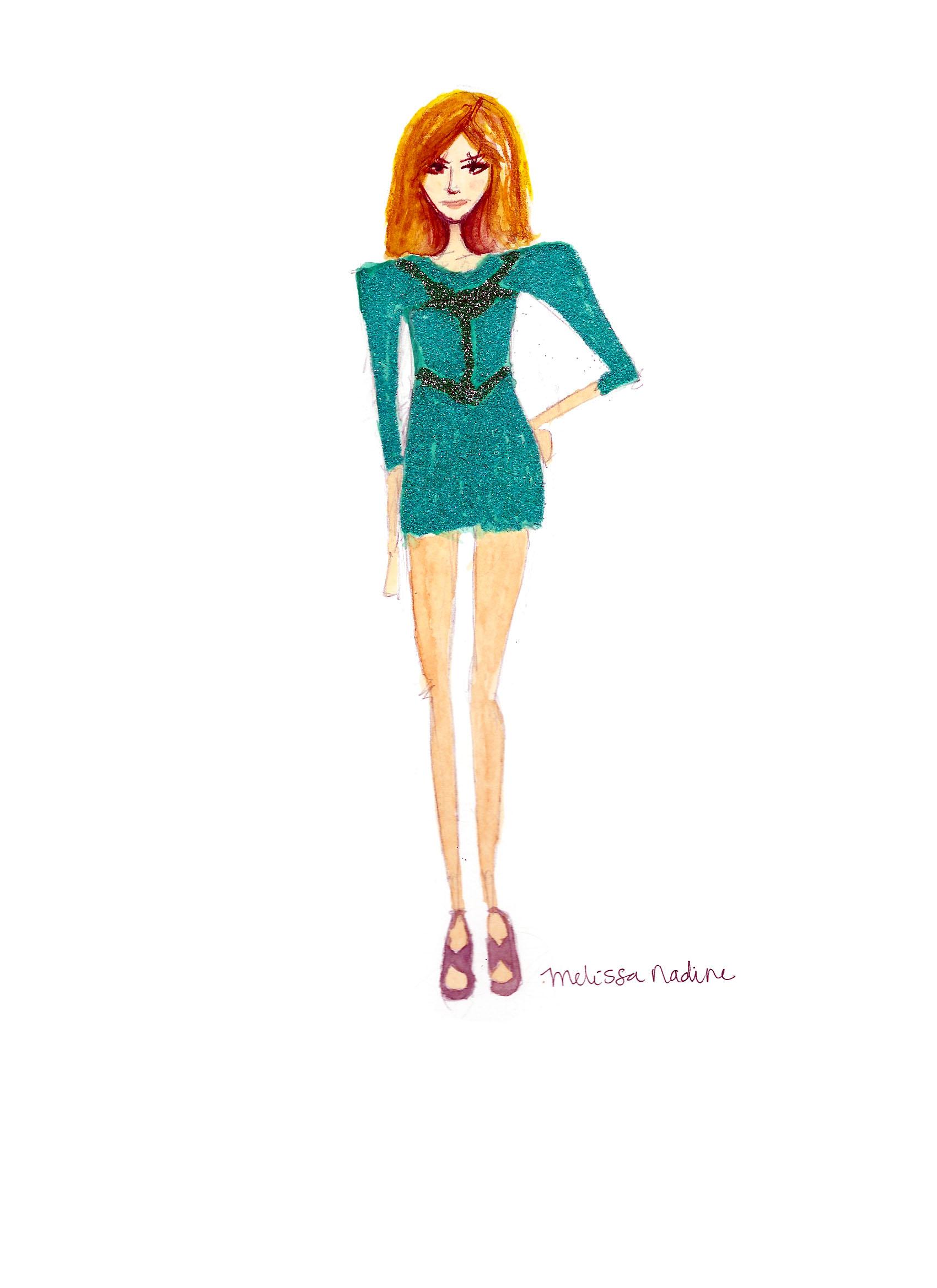 FINAL embellishment/watercolor Melissa Nadine fashion illustration - image 10 - student project