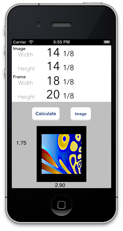 Mat Border Calculator for iPhone - image 5 - student project