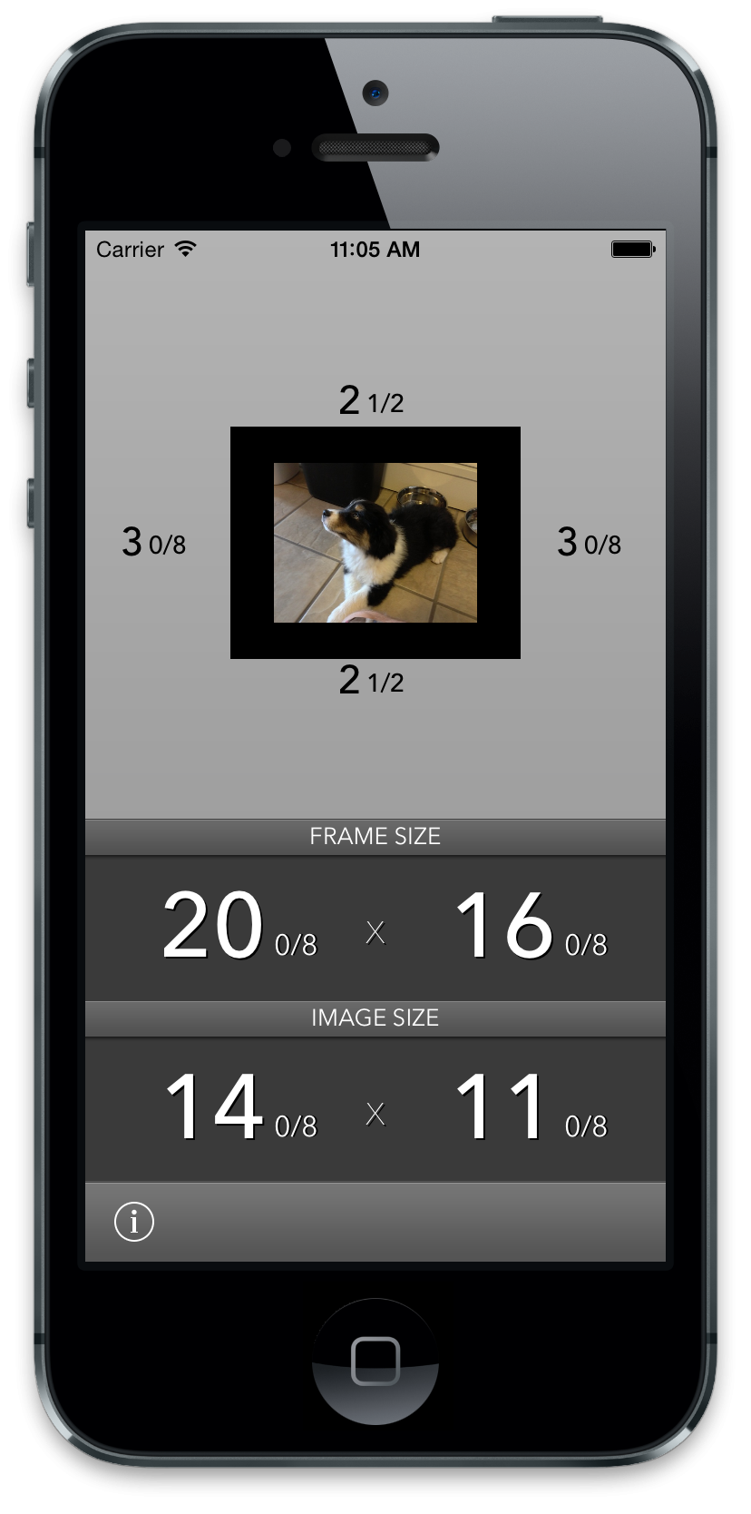 Mat Border Calculator for iPhone - image 2 - student project