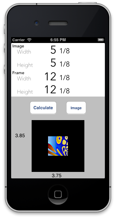 Mat Border Calculator for iPhone - image 6 - student project