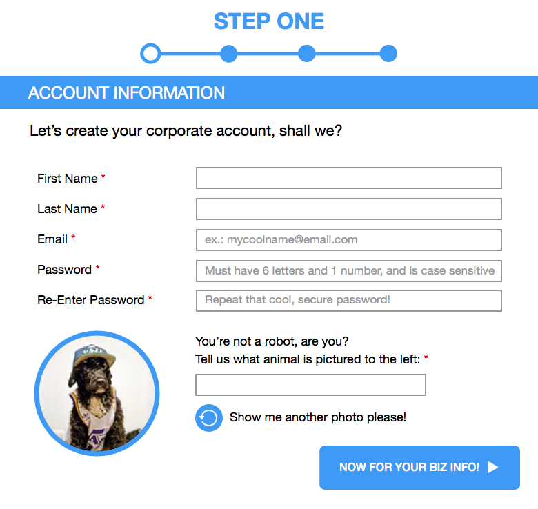 Corporate User Account Set Up Form Skillshare Student Project