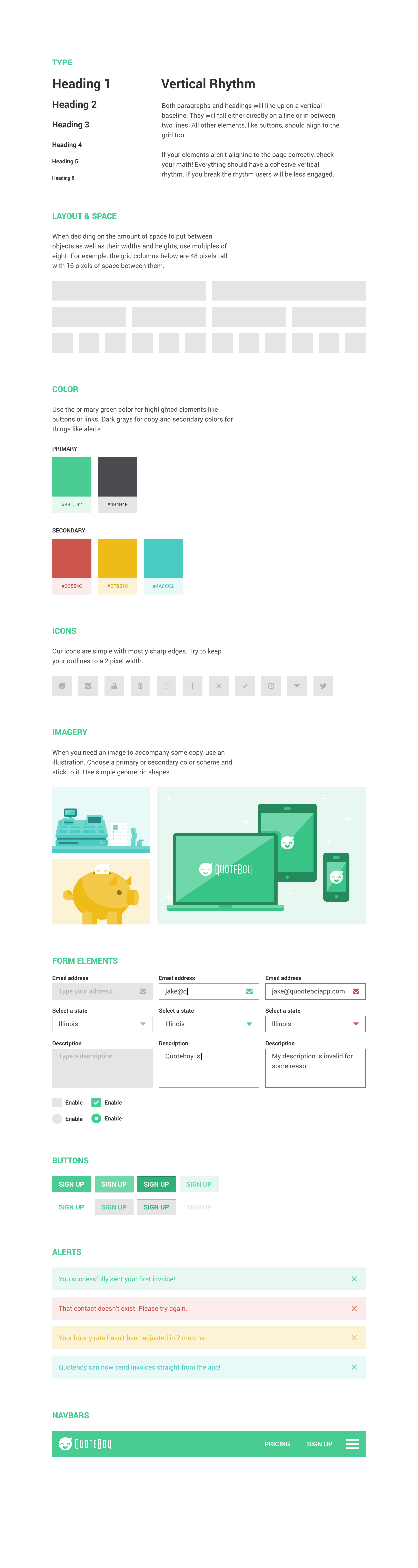 QuoteBoy Web Design Style Guide - image 2 - student project