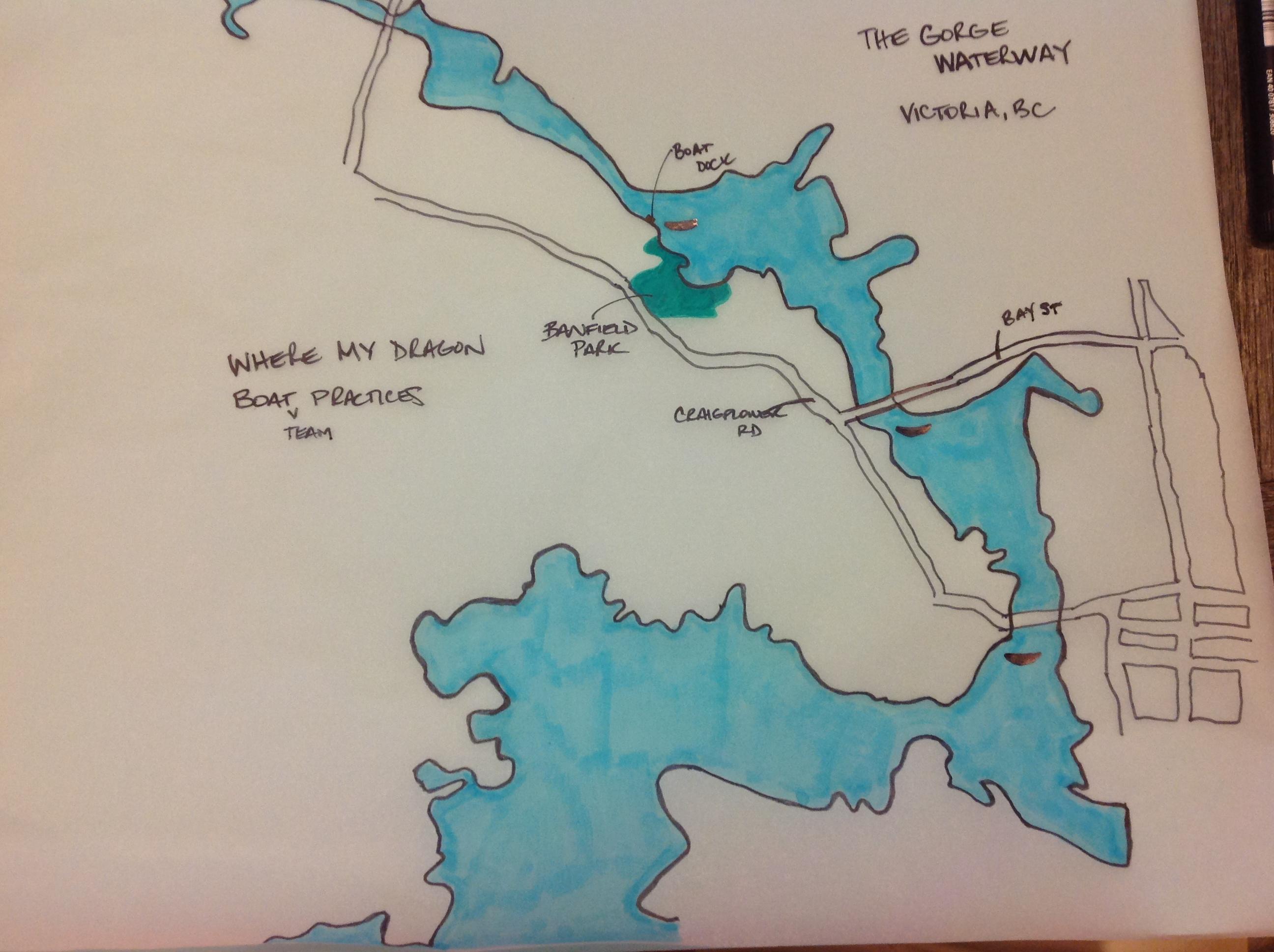 Map of Victoria's Gorge Waterway - Where my Dragon boat team practices - image 1 - student project