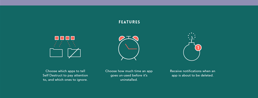 Self Destruct App single page website - image 2 - student project