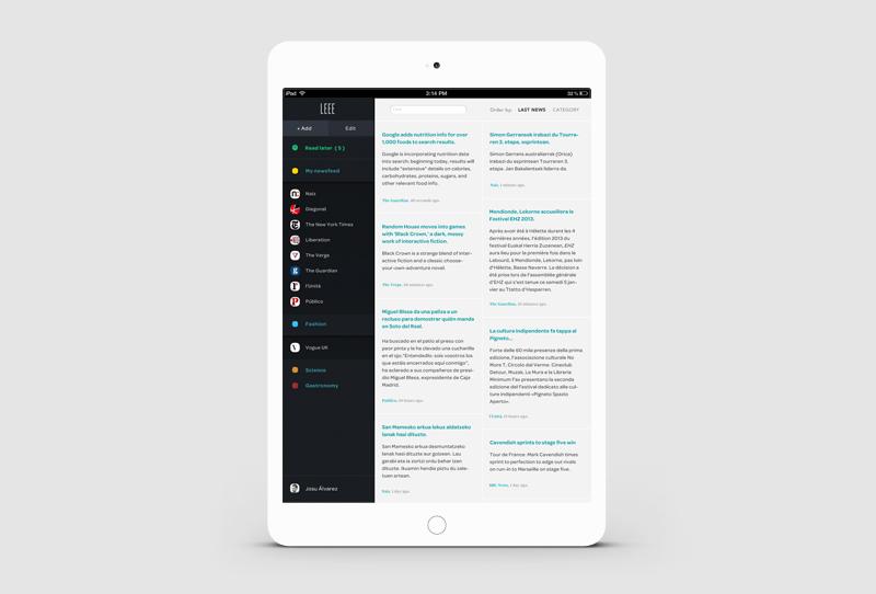 LEEE iPad RSS Reader - image 5 - student project