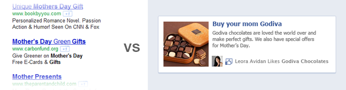 Google's Mothers day ad vs Facebook's Mothers day ad