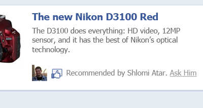 Social nikon ad using your friend's like information