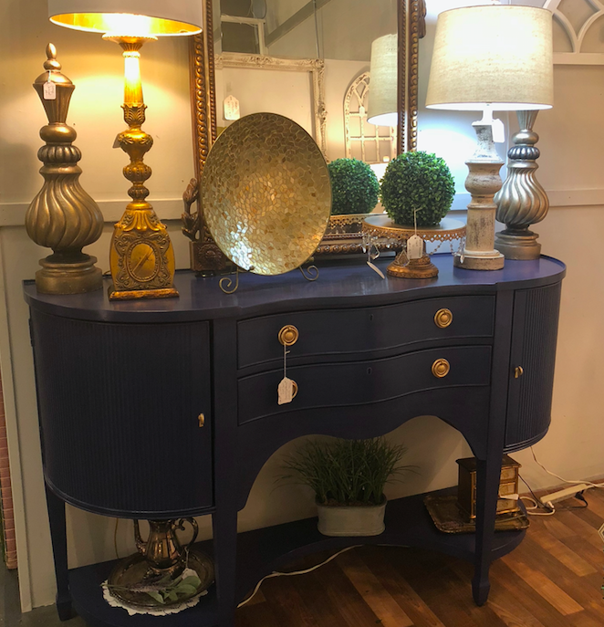 Pretty blue buffet / server / entry way piece with character at GasLamp