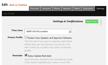 Your profile settings