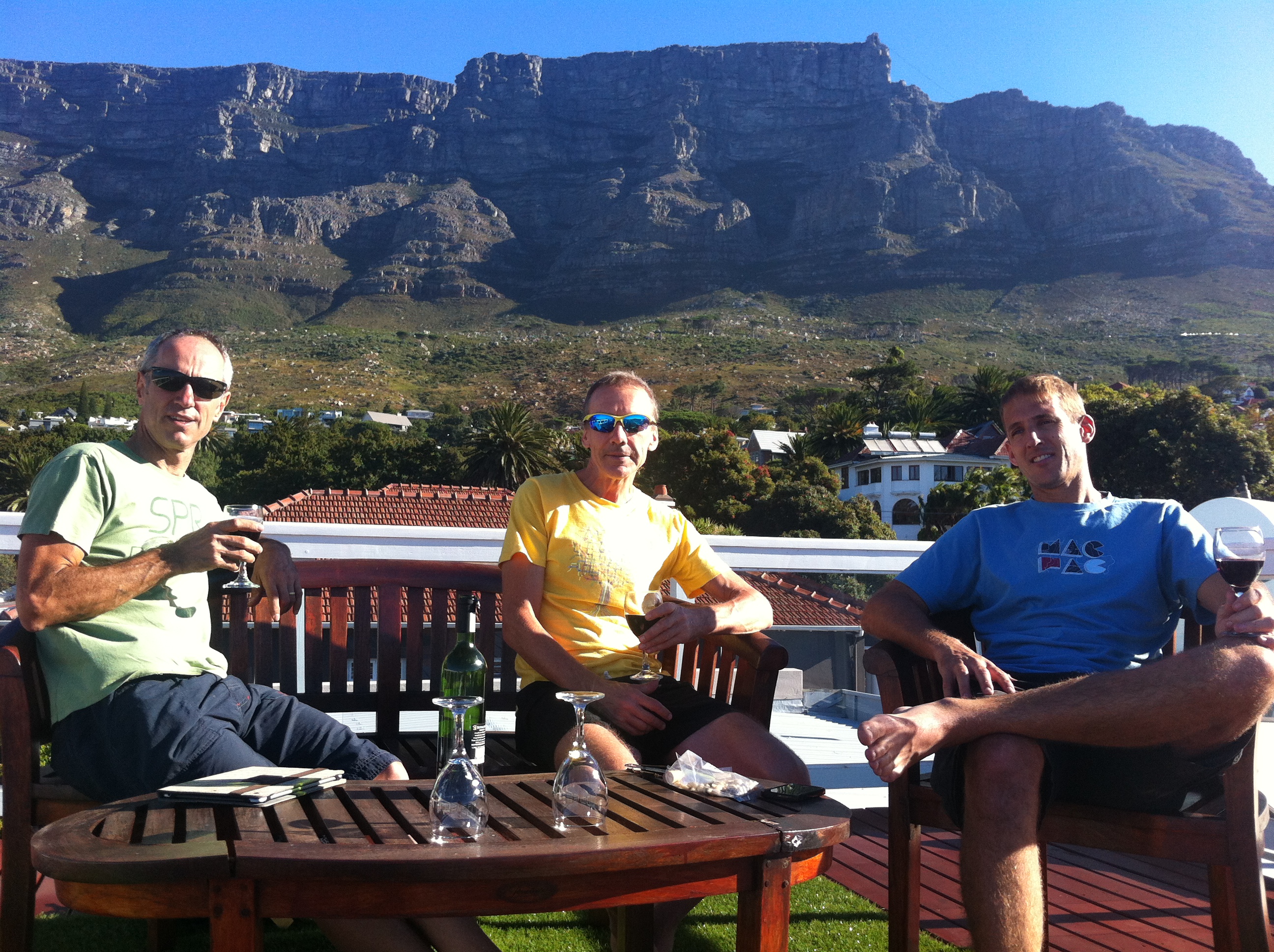 rehydrating after the Tour de Boland, Cape Town B&B, Friday 6th March 2015
