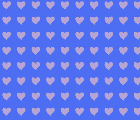lilace_heart_on_blue fabric by eelkat on Spoonflower - custom fabric