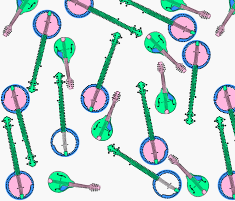 More Mandolins and Banjos Green fabric by gimmiedanger on Spoonflower - custom fabric
