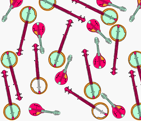 More Mandolins and Banjos Pink fabric by gimmiedanger on Spoonflower - custom fabric