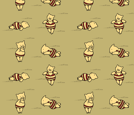 Pig___Beach_Cranberry_Tan fabric by bard_judith on Spoonflower - custom fabric
