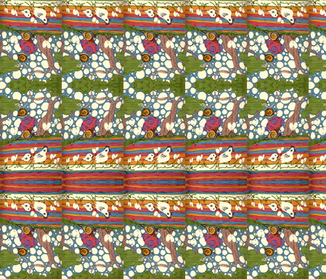 birds+snails+trees+bubbles. stripe. fabric by steph_tichenor on Spoonflower - custom fabric