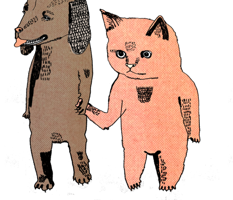 catanddog_restored_copy fabric by juliapott on Spoonflower - custom fabric