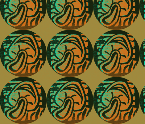 shroom, tan+blue. fabric by steph_tichenor on Spoonflower - custom fabric