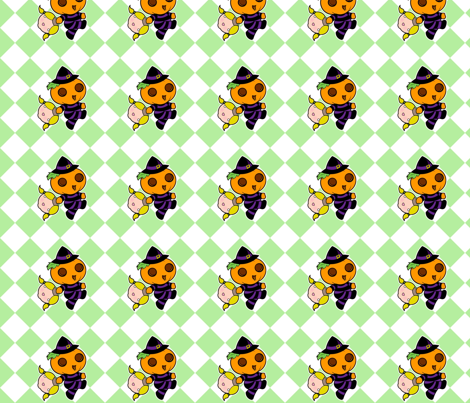 punkin_print_green-ed fabric by arcana-j on Spoonflower - custom fabric