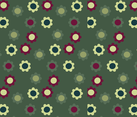 Flowers on green fabric by sukro on Spoonflower - custom fabric