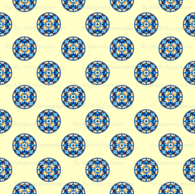 Burian Blue:  Dots on yellow   ©2010 by Jane Walker