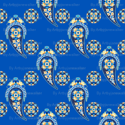 Burian Blue:  Paisley and dots   ©2010 by Jane Walker
