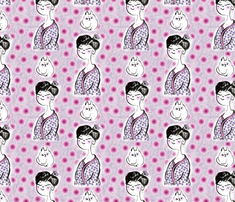 kimono_lady_repeat fabric by mochipan on Spoonflower - custom fabric