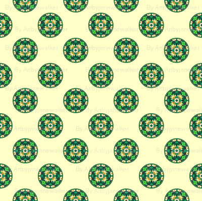 Burian Green:  Dots on yellow   ©2010 by Jane Walker