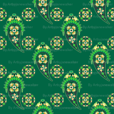 Burian Green:  Paisley Dot   ©2010 by Jane Walker