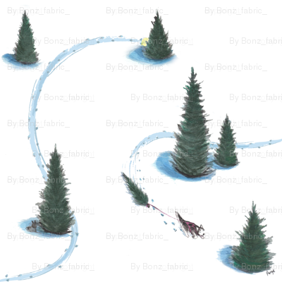SIberian husky pulling Christmas tree #2