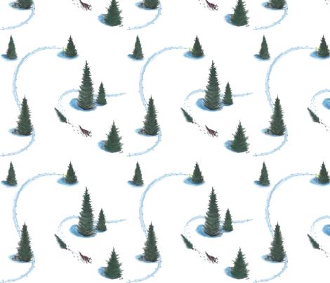 SIberian husky pulling Christmas tree #2 fabric by bonz_fabric_ on Spoonflower - custom fabric