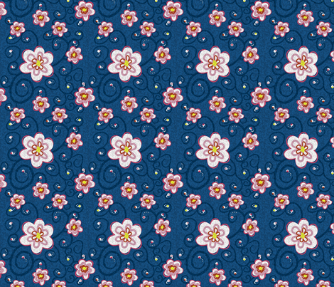 Blue and Pink Flowers fabric by rainylara on Spoonflower - custom fabric