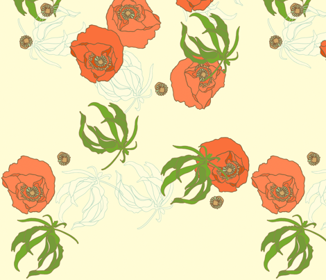 poppy_and_leaves fabric by holli_zollinger on Spoonflower - custom fabric