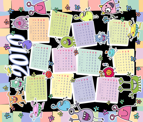 Monster Calendar 2010 fabric by musterartig on Spoonflower - custom fabric