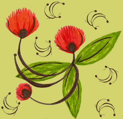 Dancing Blossoms on Green