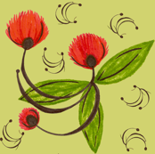 Dancing Blossoms on Green