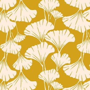 ginkgo leaves print mustard