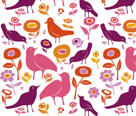 Magenta_birds fabric by antoniamanda on Spoonflower - custom fabric
