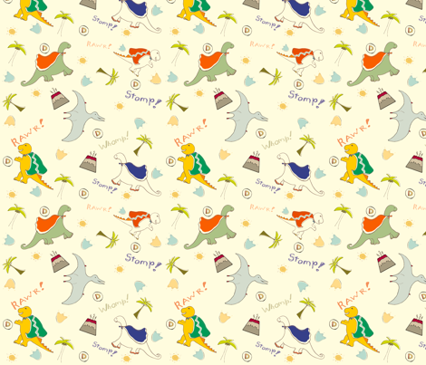 Super Dinos Go fabric by happy_stephanie_girl on Spoonflower - custom fabric