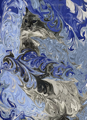 liquid kitty feather blue