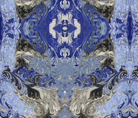 liquid kitty feather blue fabric by jellybeanquilter on Spoonflower - custom fabric