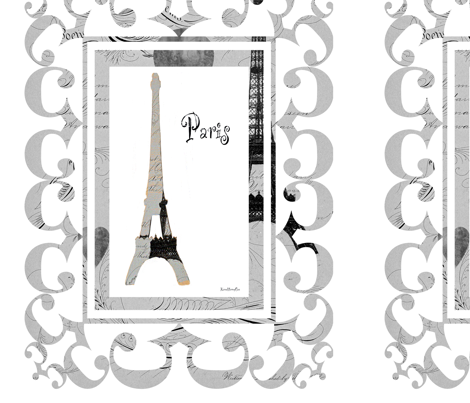Eiffel Tower, French Flourishings fabric by karenharveycox on Spoonflower - custom fabric