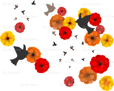 birdsflowersyellowred