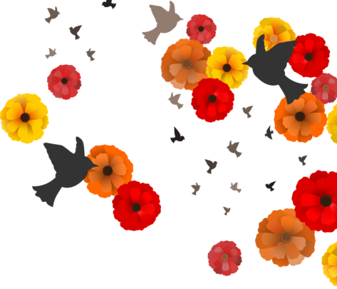 birdsflowersyellowred fabric by mrshervi on Spoonflower - custom fabric
