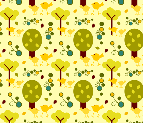 Chicks-n-Trees fabric by aimless on Spoonflower - custom fabric