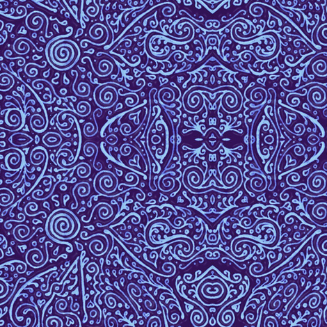 bridal mendhi - blue fabric by weavingmajor on Spoonflower - custom fabric