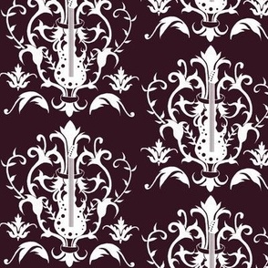 Eggplant Guitar Damask