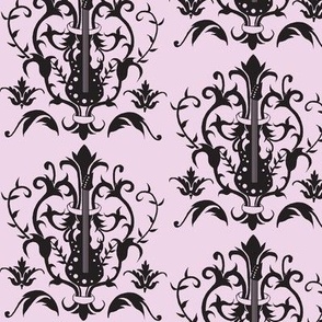 Light Purple Guitar Damask