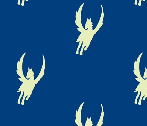 Pegasus -  blue n white fabric by blueberryblonde on Spoonflower - custom fabric