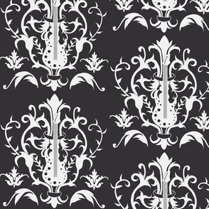 Charcoal Guitar Damask